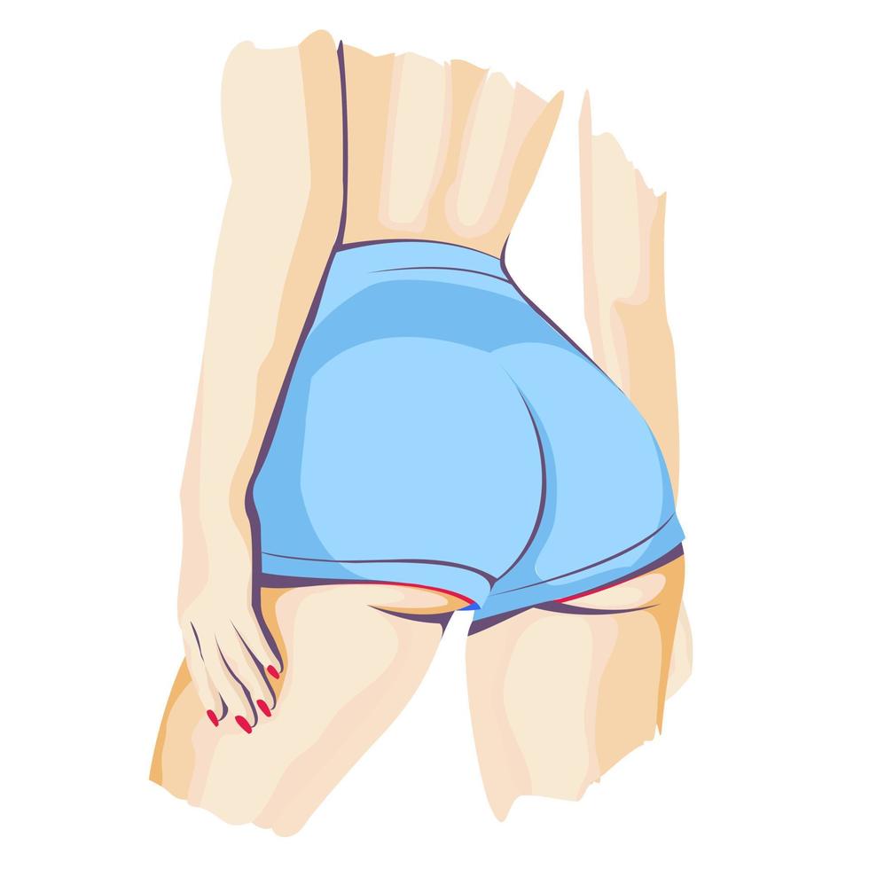 Perfect female body, slim and well fit. Woman standing in underwear.  Closeup picture of torso, arms, chest, waist and thighs, front view.  Contour vector illustration weight loss and fitness concept. 6966611 Vector