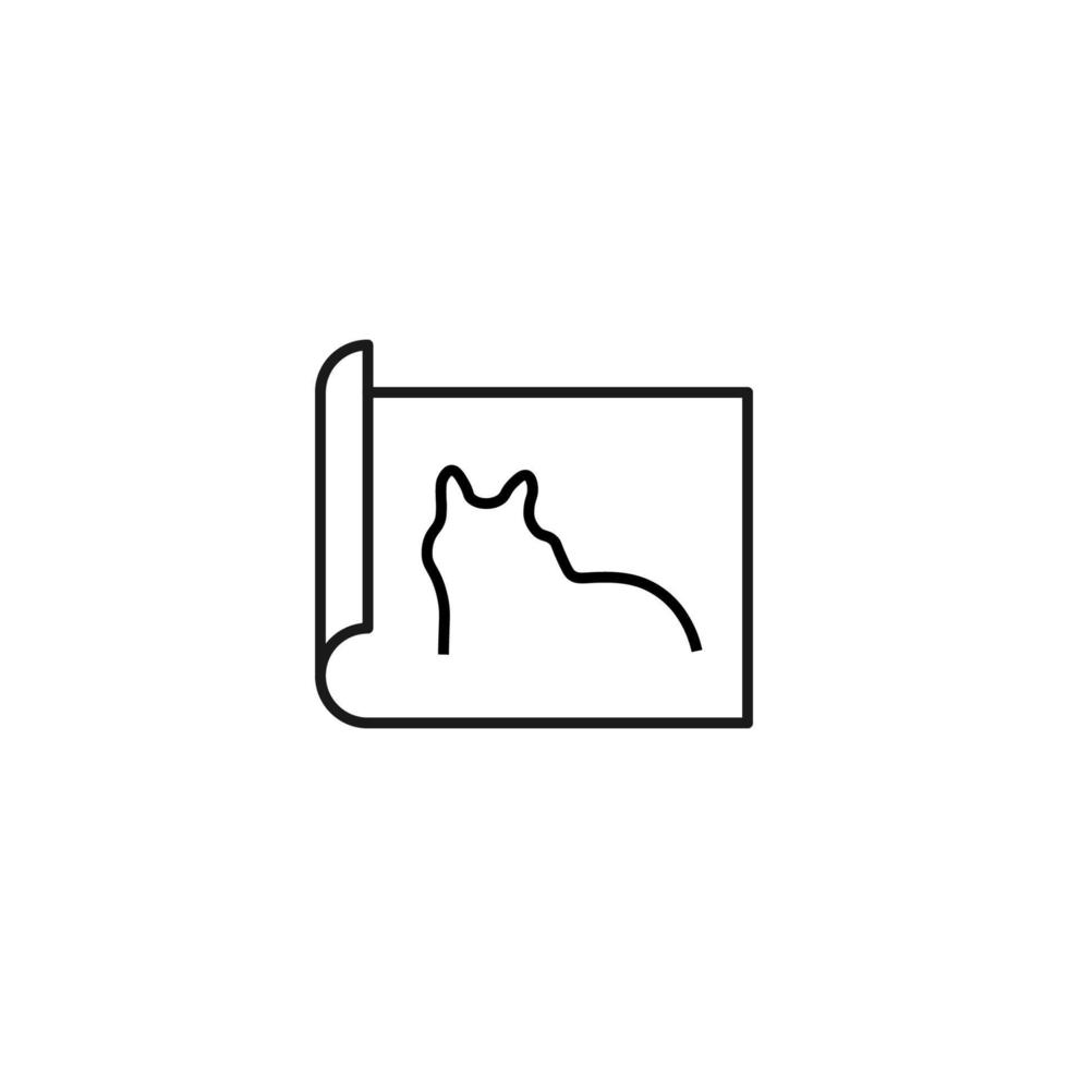 arte, imagen, concepto de imagen. signo aislado monocromático simple. trazo editable. icono de línea vectorial de gato en hoja de papel vector