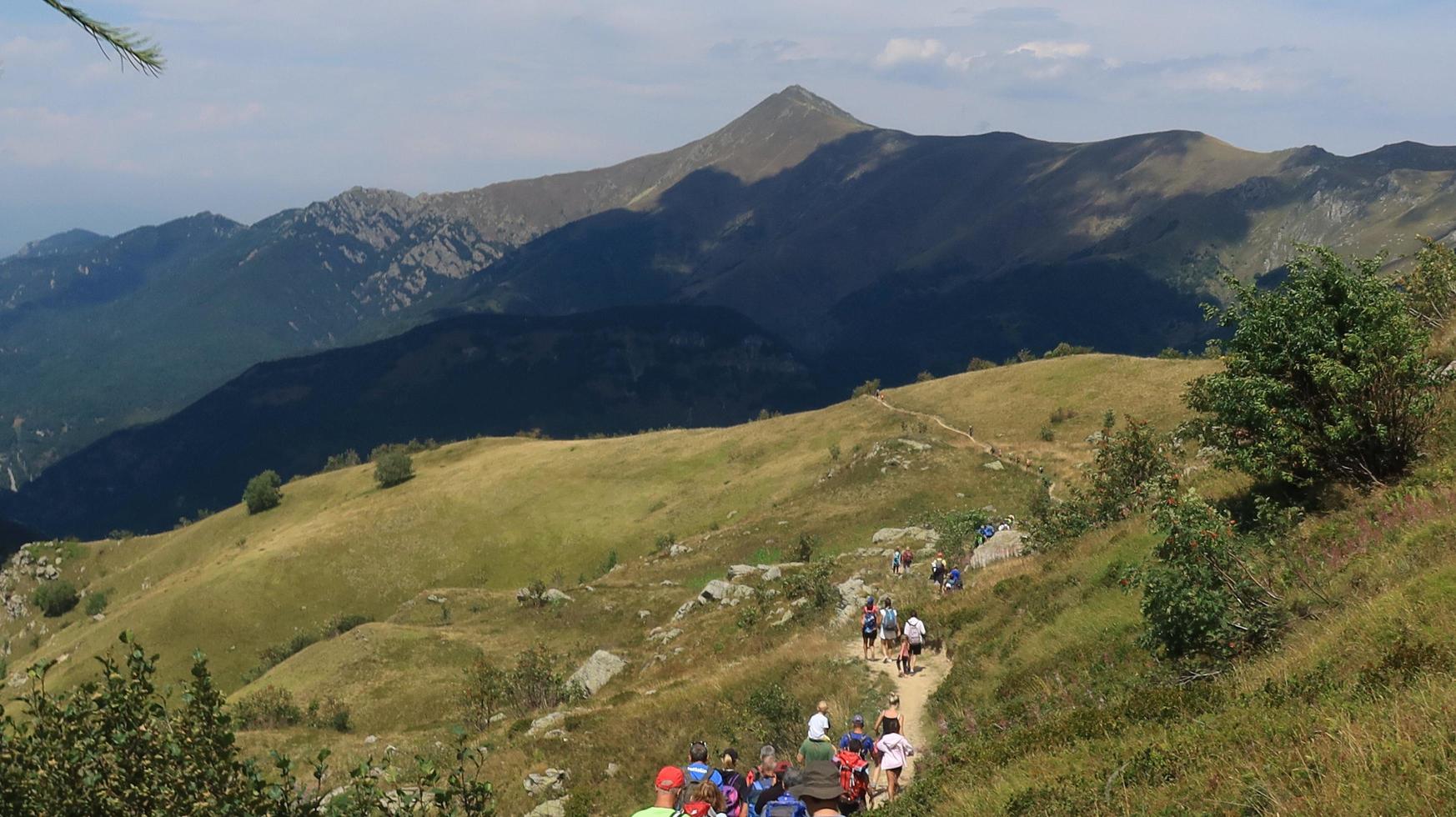 beautiful views of the mountains of Limone Piemonte, in the Piedmontese maritime alps, during a trekking in August of the summer of 2022 photo