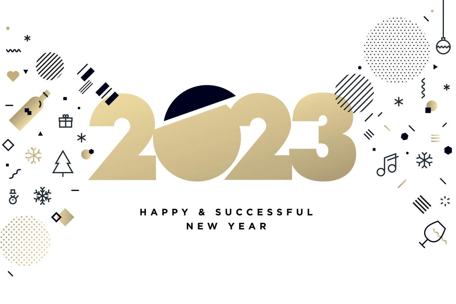 Happy New Year 2023 greeting card. Vector illustration concept for background, greeting card, party invitation card, website banner, social media banner, marketing material.