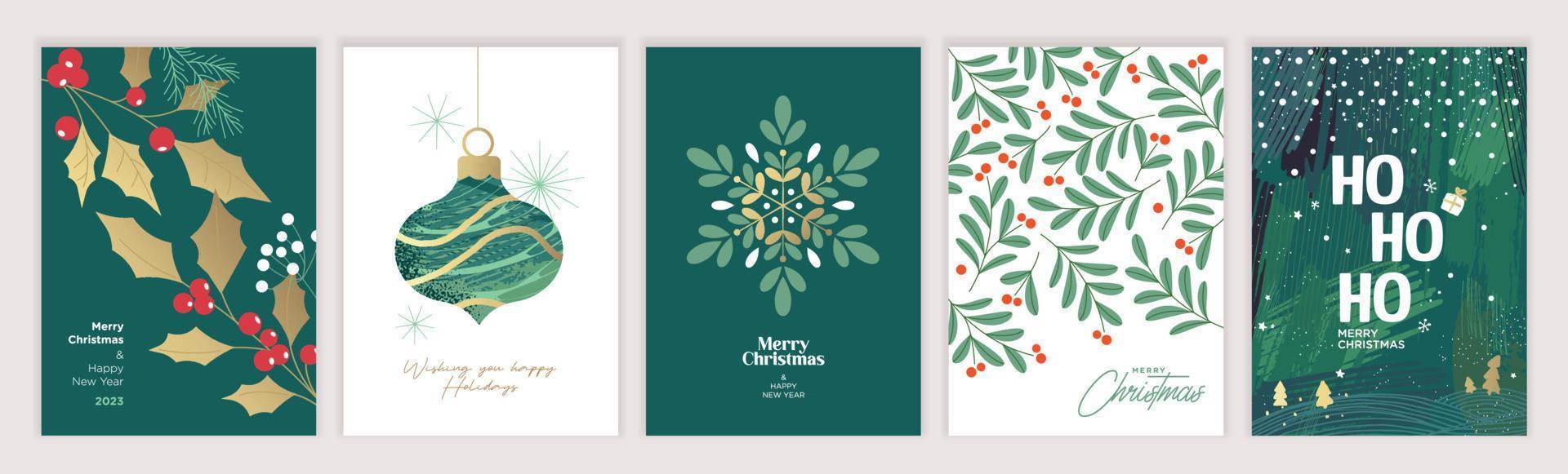 Feliz navidad y próspero año nuevo. conjunto de ilustraciones vectoriales para fondo, tarjeta de felicitación, tarjeta de invitación de fiesta, banner de sitio web, banner de medios sociales, material de marketing. vector