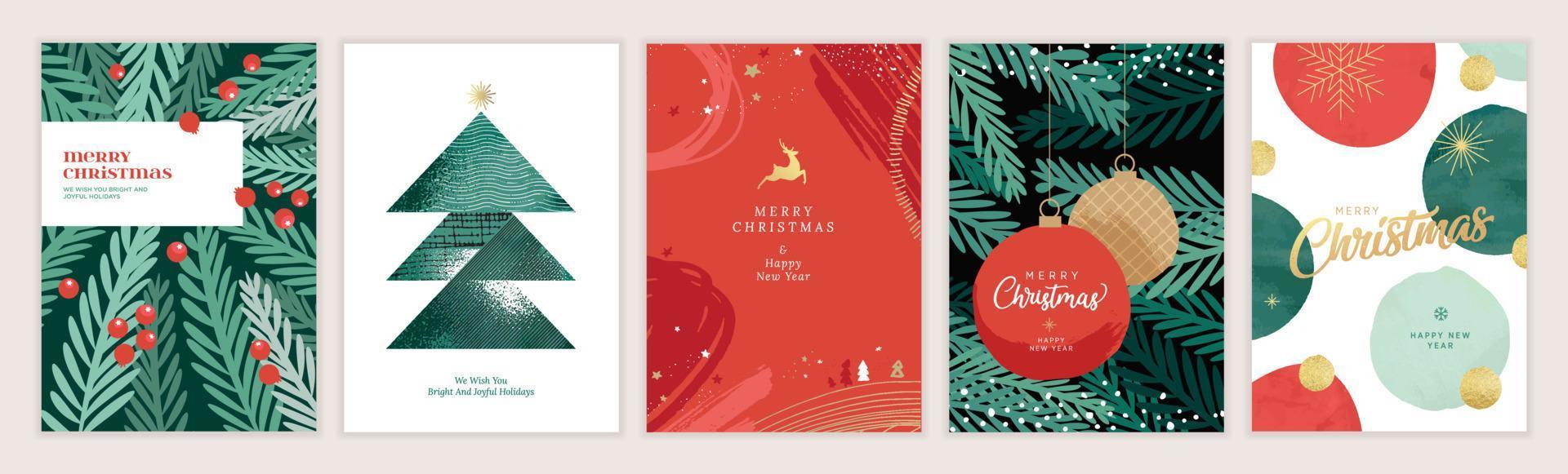 juego de tarjetas de felicitación de navidad y año nuevo 2023. conceptos modernos de ilustración vectorial para tarjetas de felicitación, sitio web y banner de sitio web móvil, tarjeta de invitación de fiesta, carteles, banners de medios sociales. vector