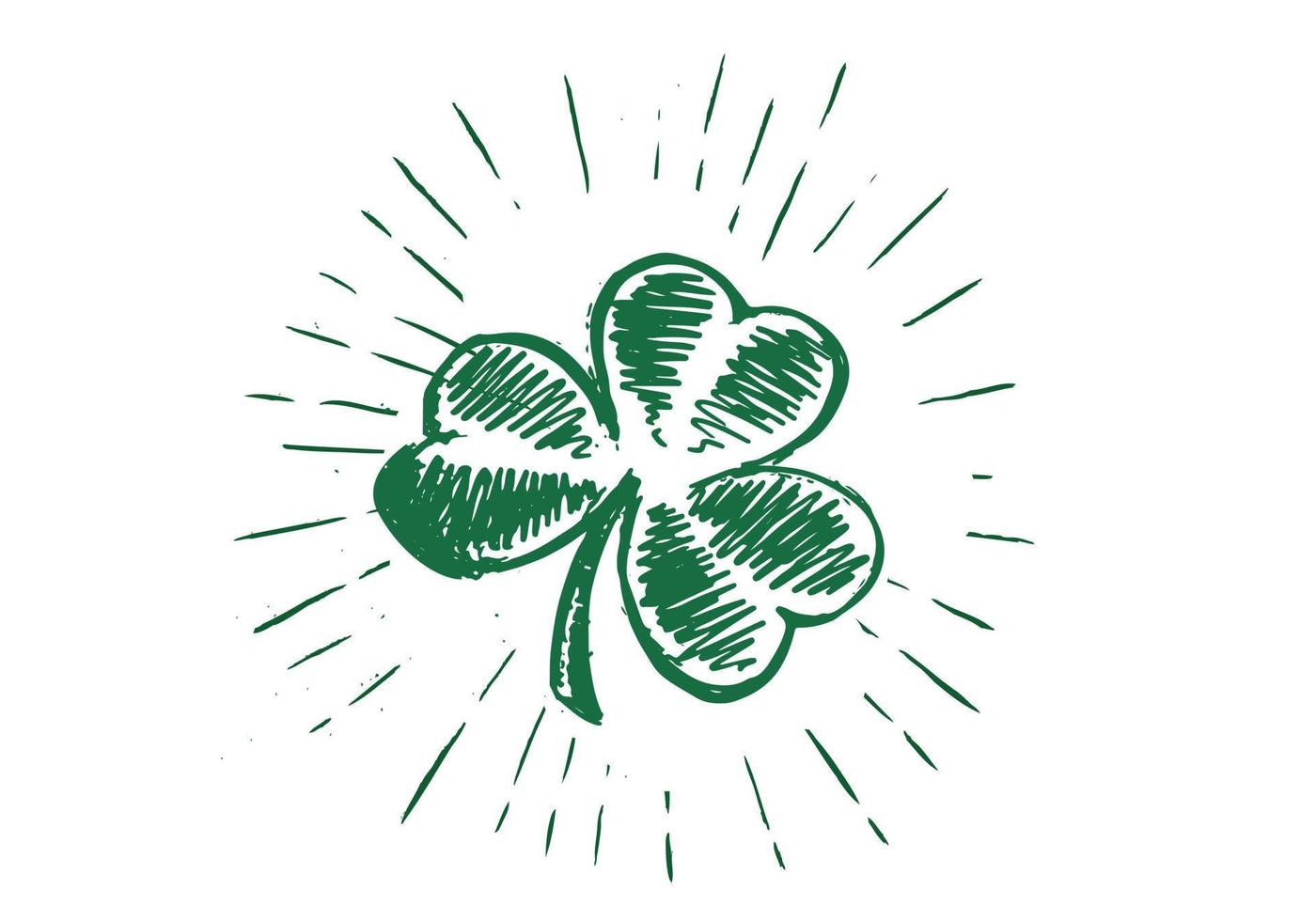 Patrick day. Clover, hand drawn illustration. vector