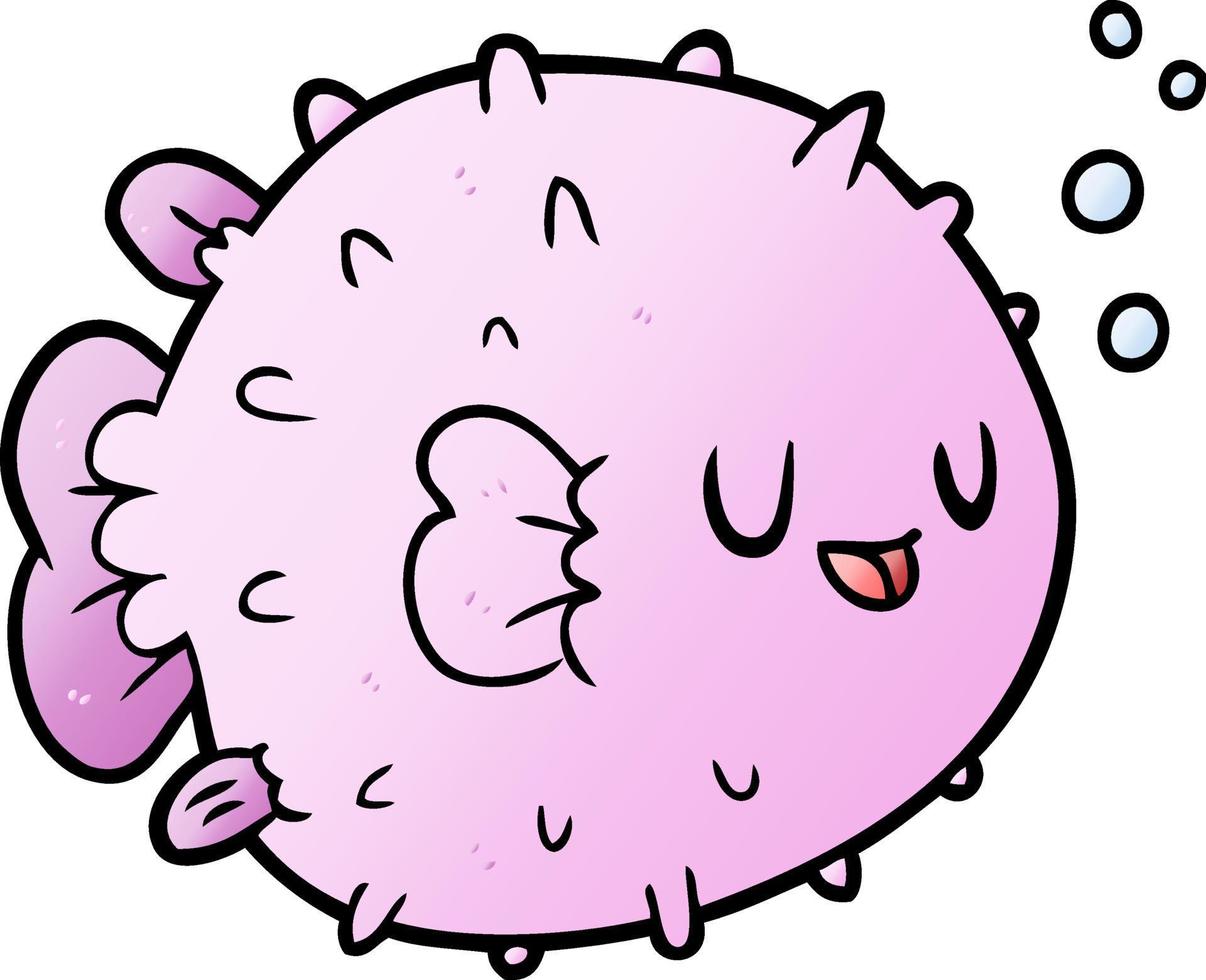 cartoon doodle character blowfish vector