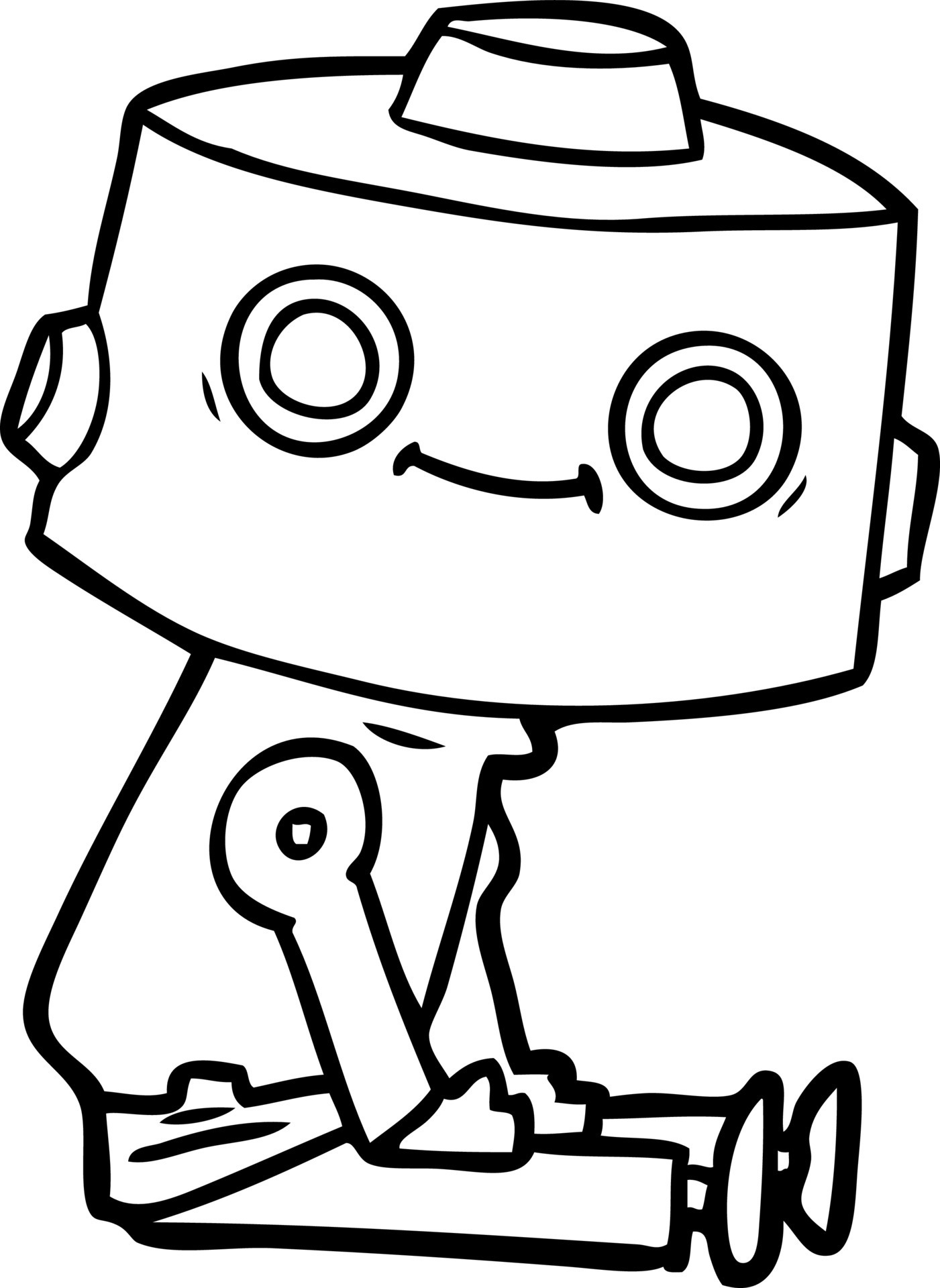 cartoon line drawing robot 12465321 Vector Art at Vecteezy