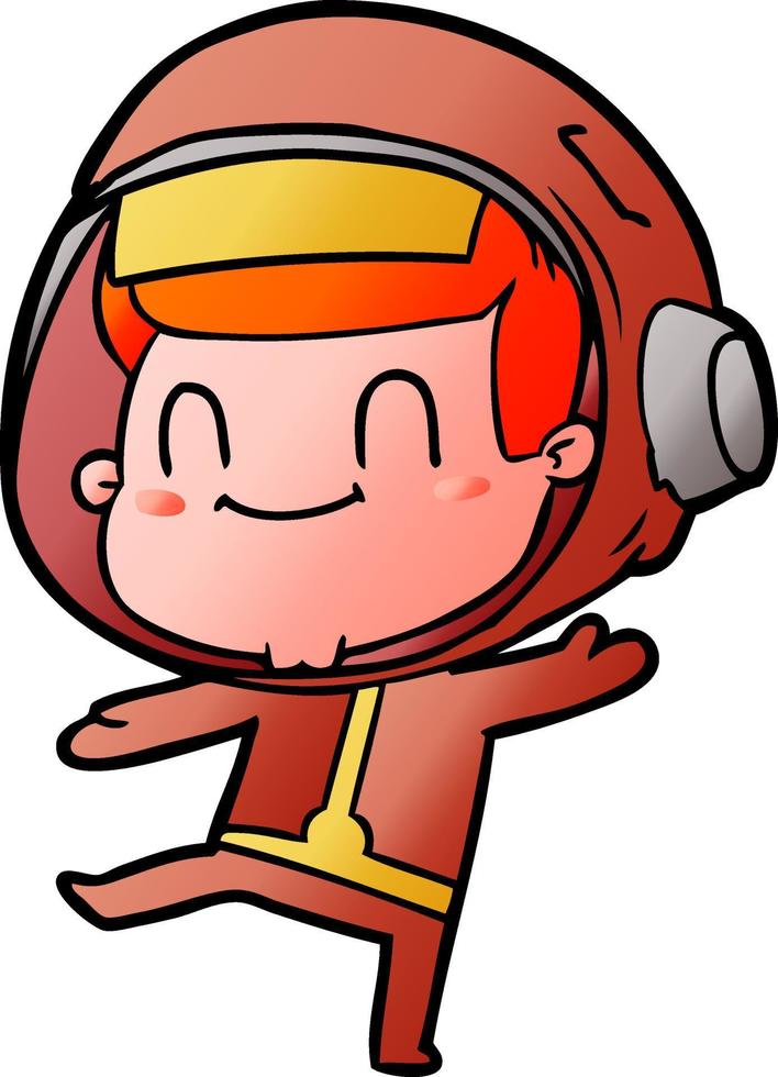 happy cartoon astronaut man vector