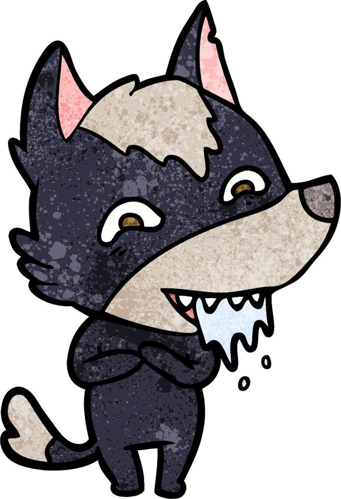 cartoon hungry wolf vector