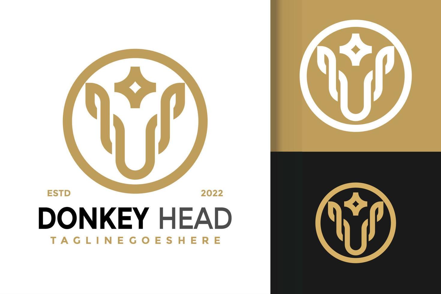 diseño del logotipo de la empresa cabeza de burro, vector de logotipos de identidad de marca, logotipo moderno, plantilla de ilustración vectorial de diseños de logotipos