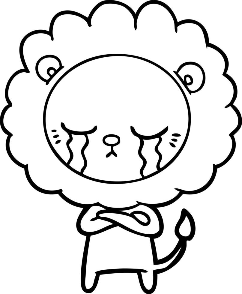 crying cartoon lion vector