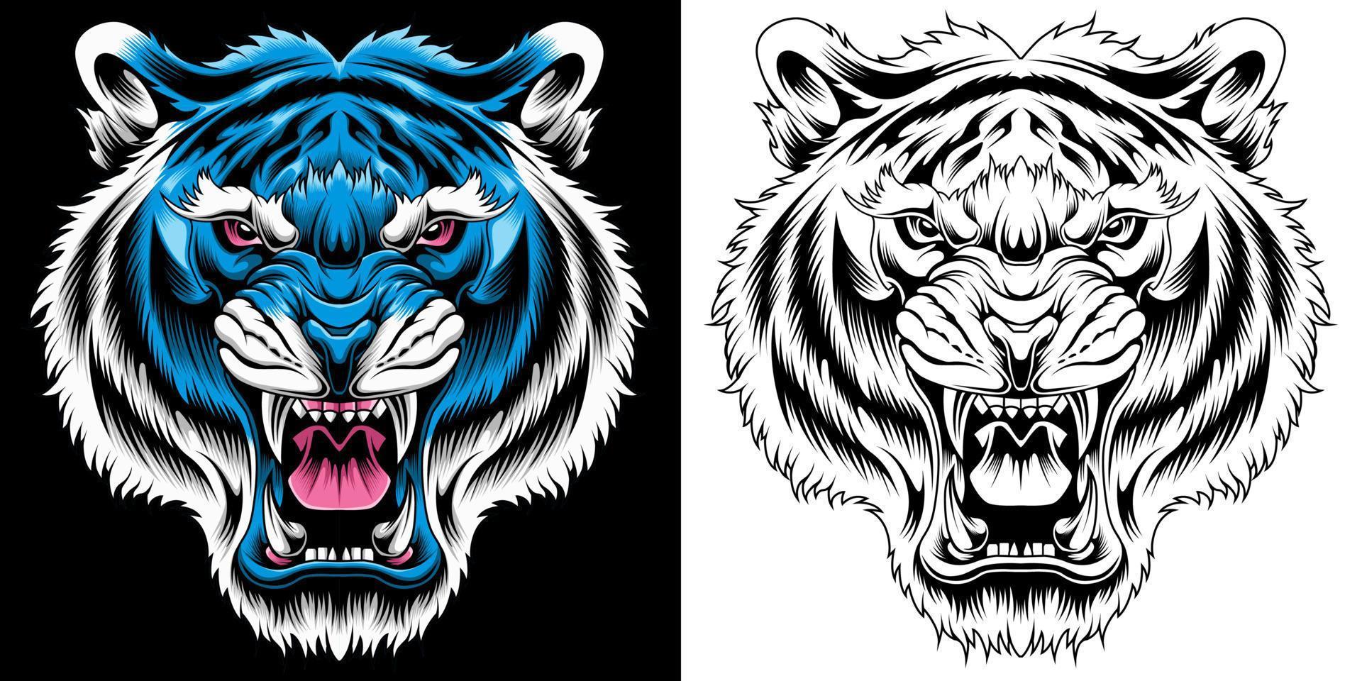 angry tiger head vector illustration