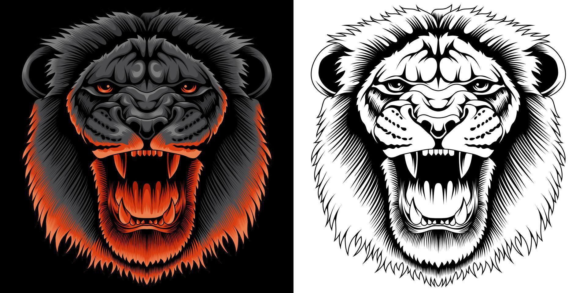 angry lion head vector illustration