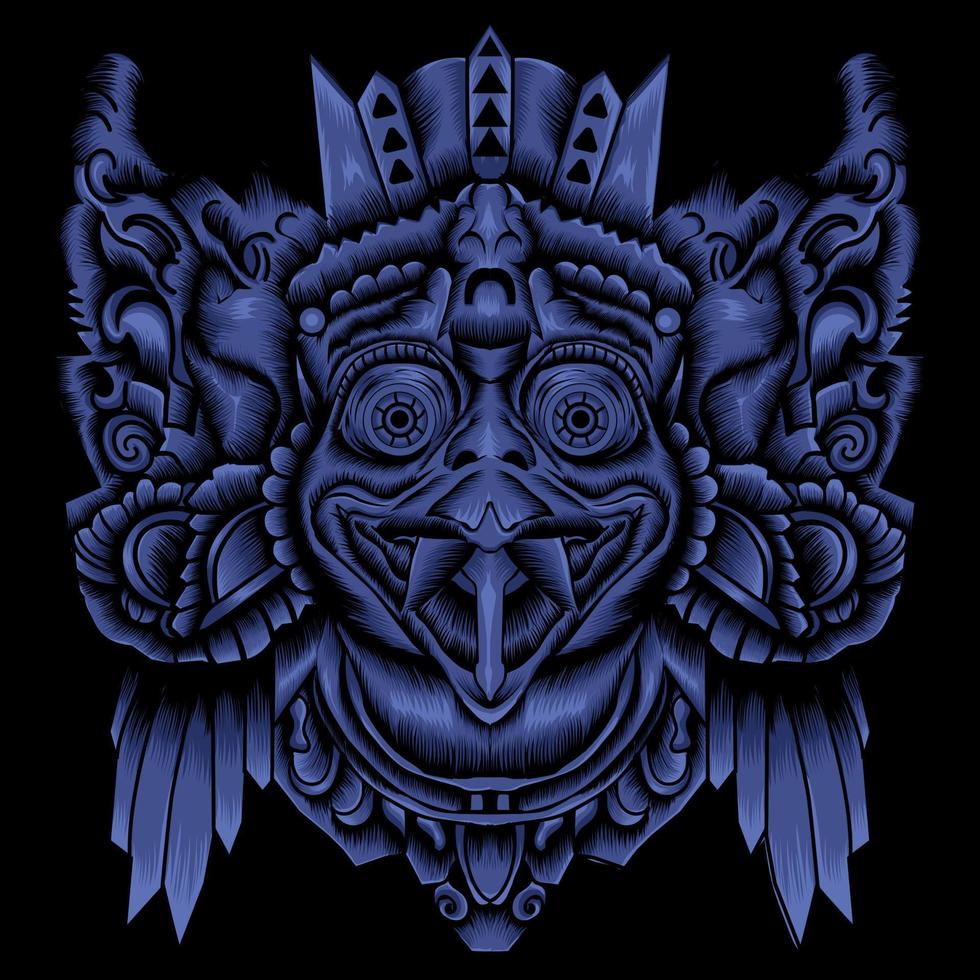 Barong Balinese Mask Vector Illustration