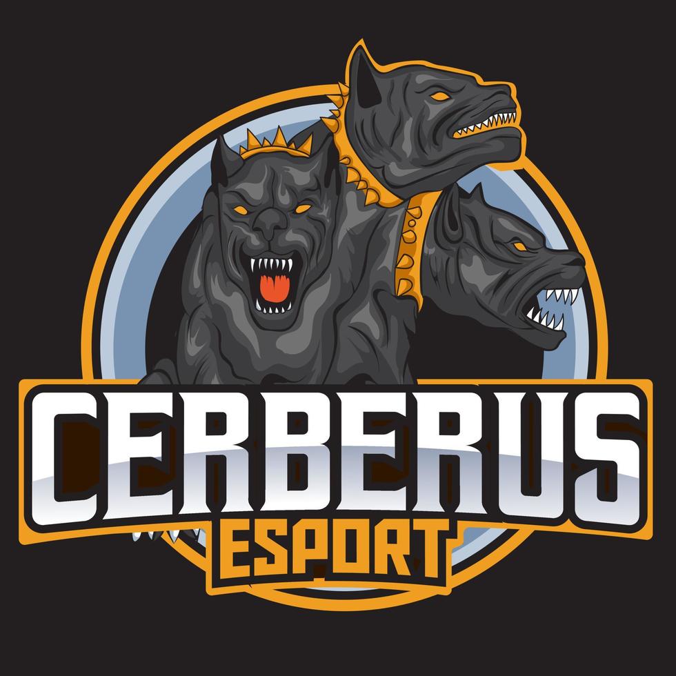 diseño de la mascota del logotipo de cerberus esport vector