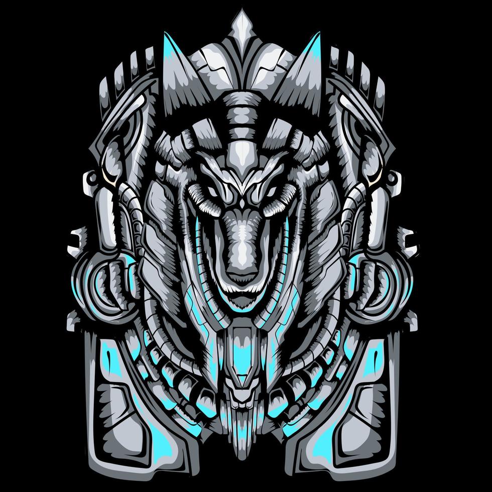 mecha anubis head vector illustration