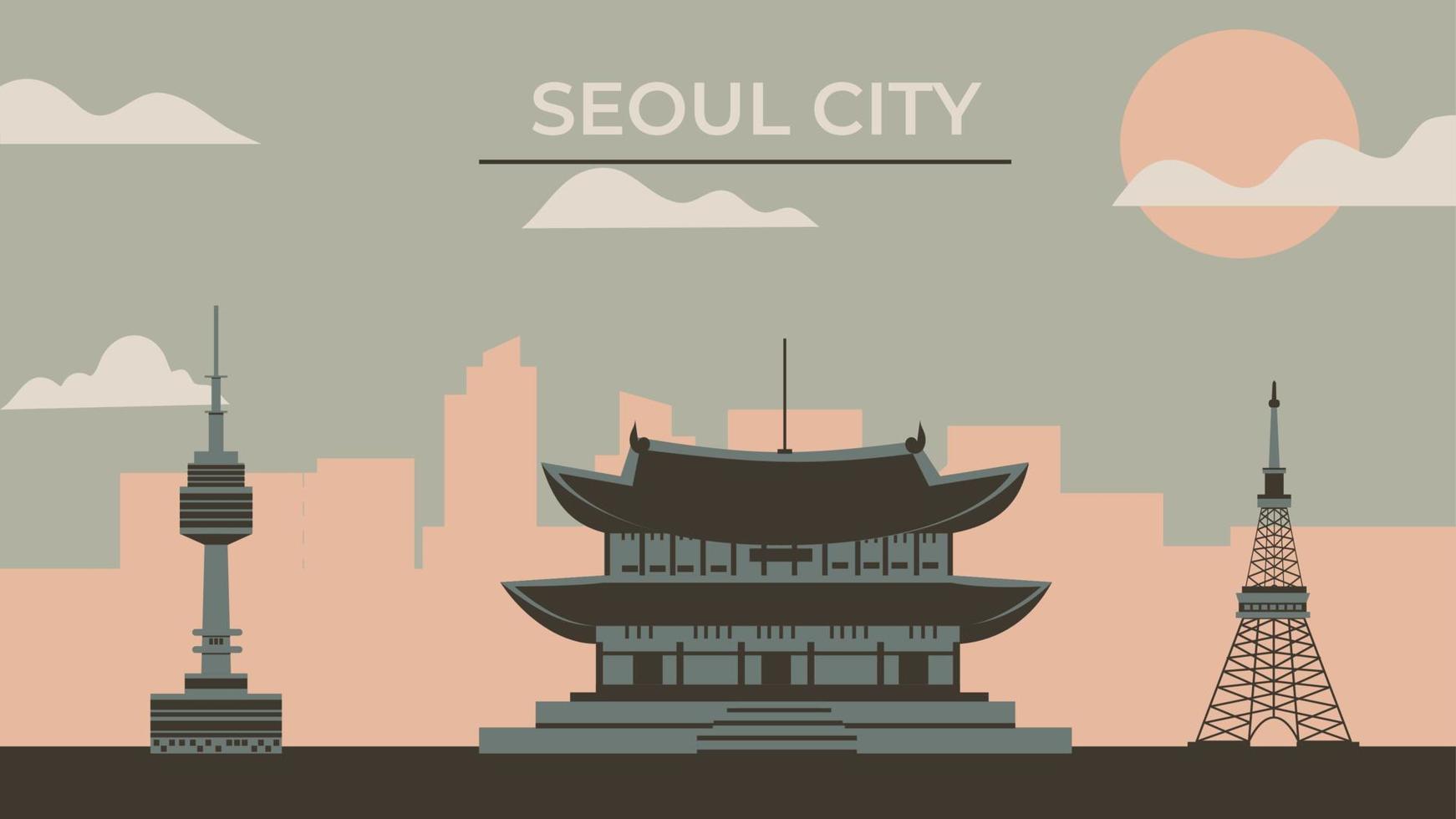 Seoul city illustration vector