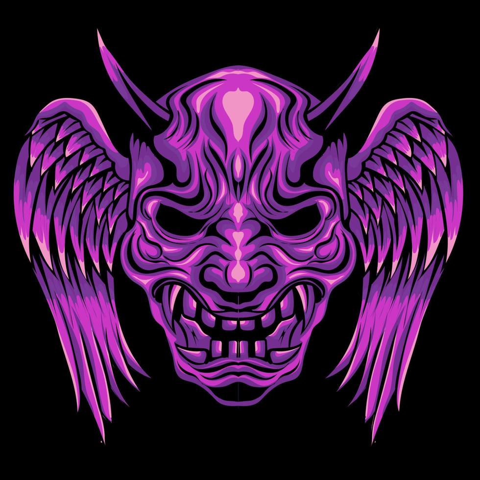 winged oni mask vector illustration