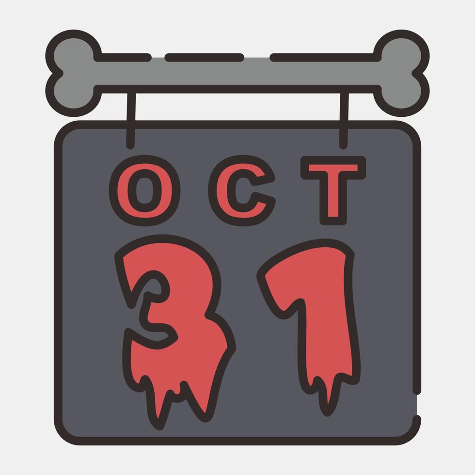 Icon halloween calendar.Icon in filled line style. Suitable for prints, poster, flyers, party decoration, greeting card, etc. vector