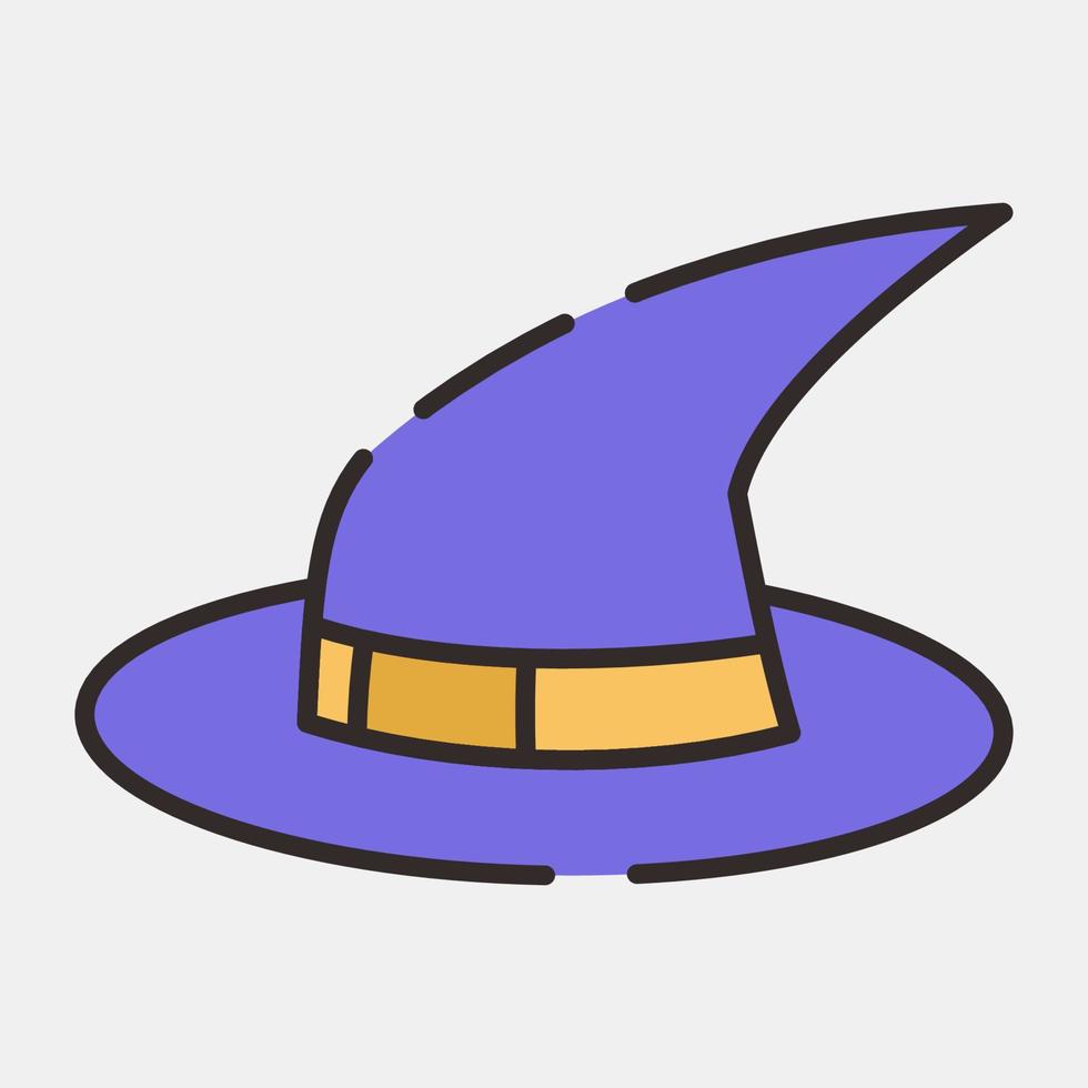 Icon witch hat.Icon in filled line style. Suitable for prints, poster, flyers, party decoration, greeting card, etc. vector