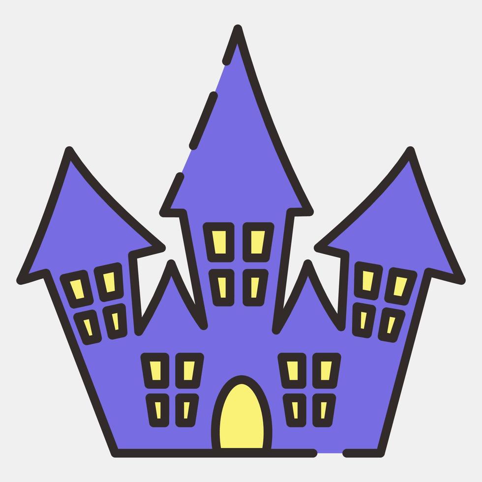 Icon haunted house.Icon in filled line style. Suitable for prints, poster, flyers, party decoration, greeting card, etc. vector