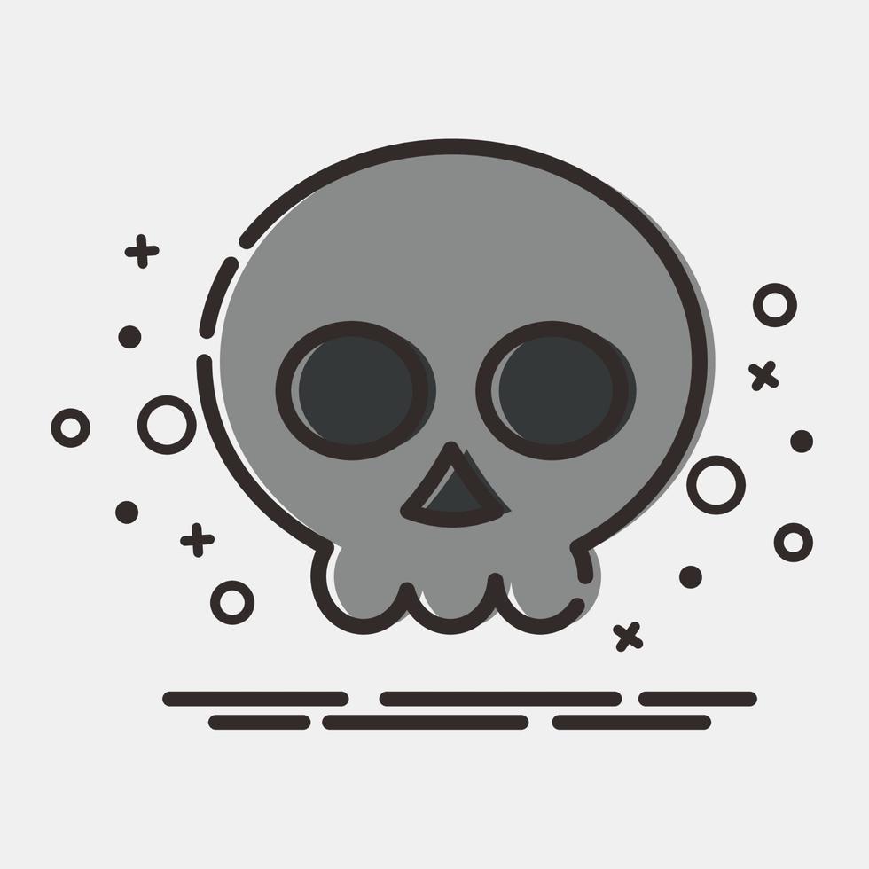 icon skull.icon en estilo mbe. adecuado para impresiones, afiches, volantes, decoración de fiestas, tarjetas de felicitación, etc. vector