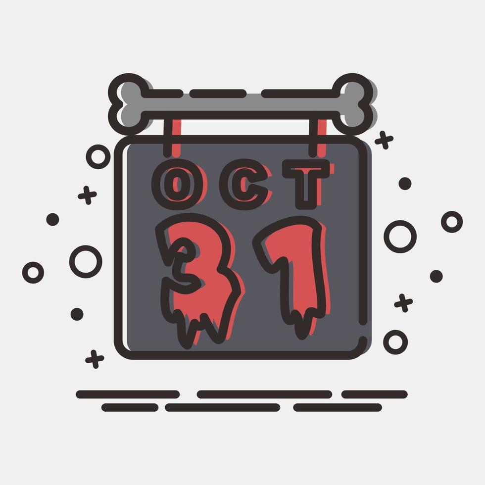 icon halloween calendar.icon en estilo mbe. adecuado para impresiones, afiches, volantes, decoración de fiestas, tarjetas de felicitación, etc. vector