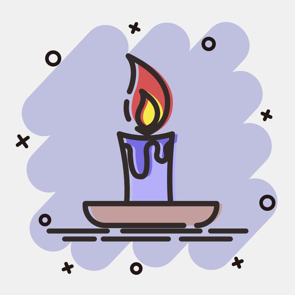 Icon candle stick.Icon in comic style. Suitable for prints, poster, flyers, party decoration, greeting card, etc. vector