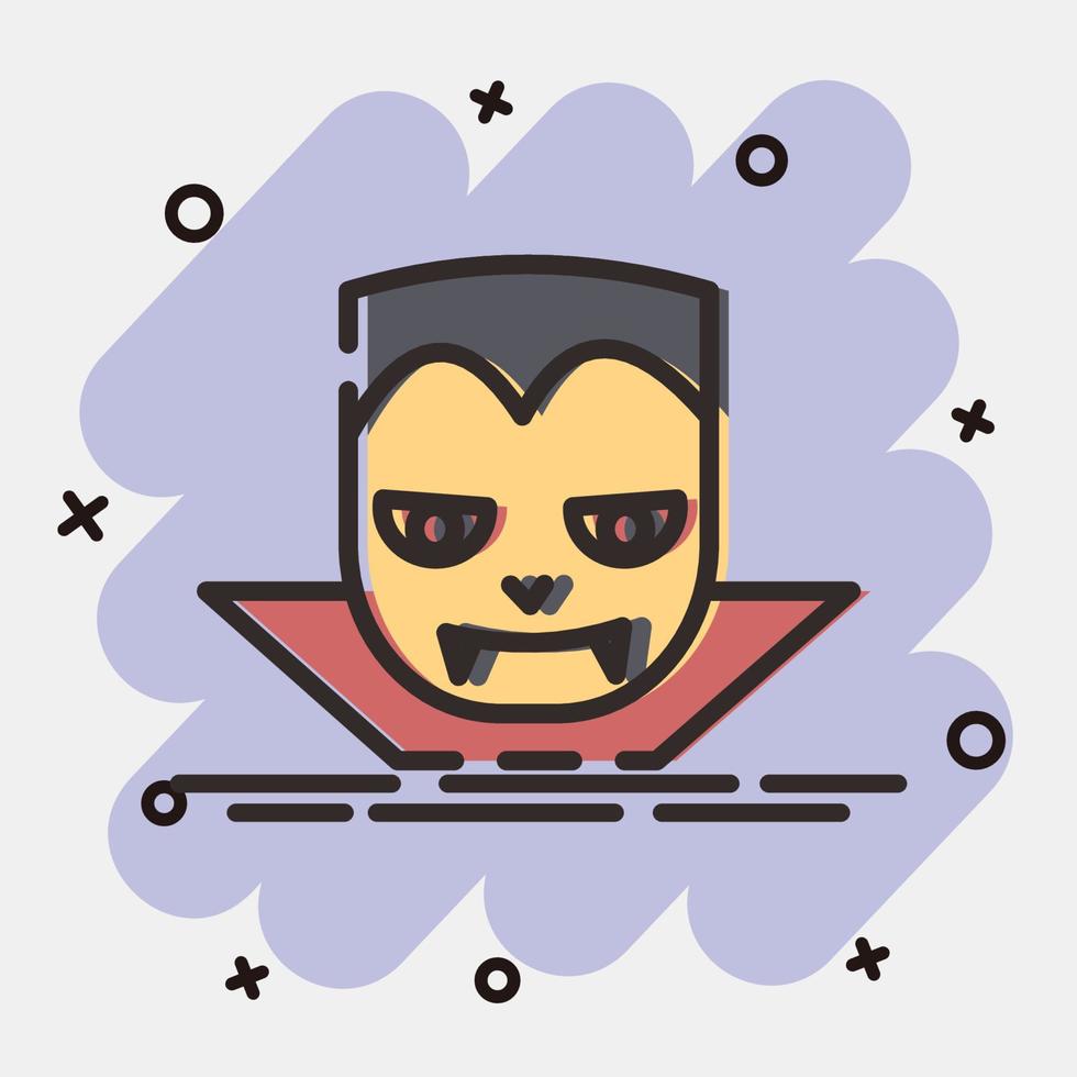 icono drácula vampire.icon en estilo cómico. adecuado para impresiones, afiches, volantes, decoración de fiestas, tarjetas de felicitación, etc. vector