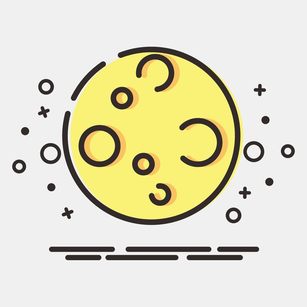 icono moon.icon en estilo mbe. adecuado para impresiones, afiches, volantes, decoración de fiestas, tarjetas de felicitación, etc. vector