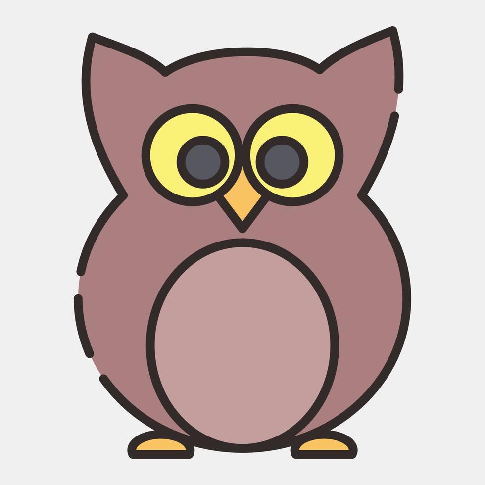 icono owl.icon en estilo de línea rellena. adecuado para impresiones, afiches, volantes, decoración de fiestas, tarjetas de felicitación, etc. vector