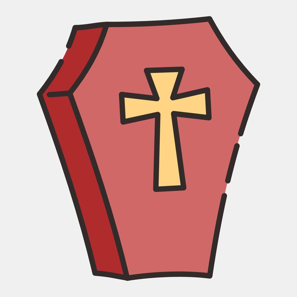 Icon coffin.Icon in filled line style. Suitable for prints, poster, flyers, party decoration, greeting card, etc. vector