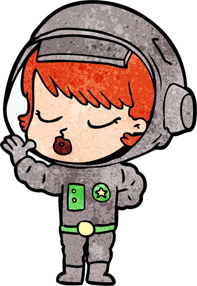 cartoon pretty astronaut girl vector