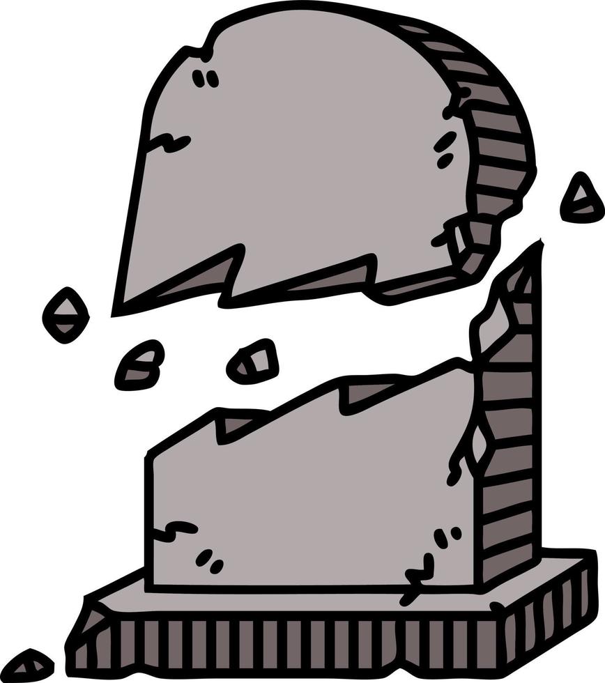 traditional tattoo of a broken grave stone vector