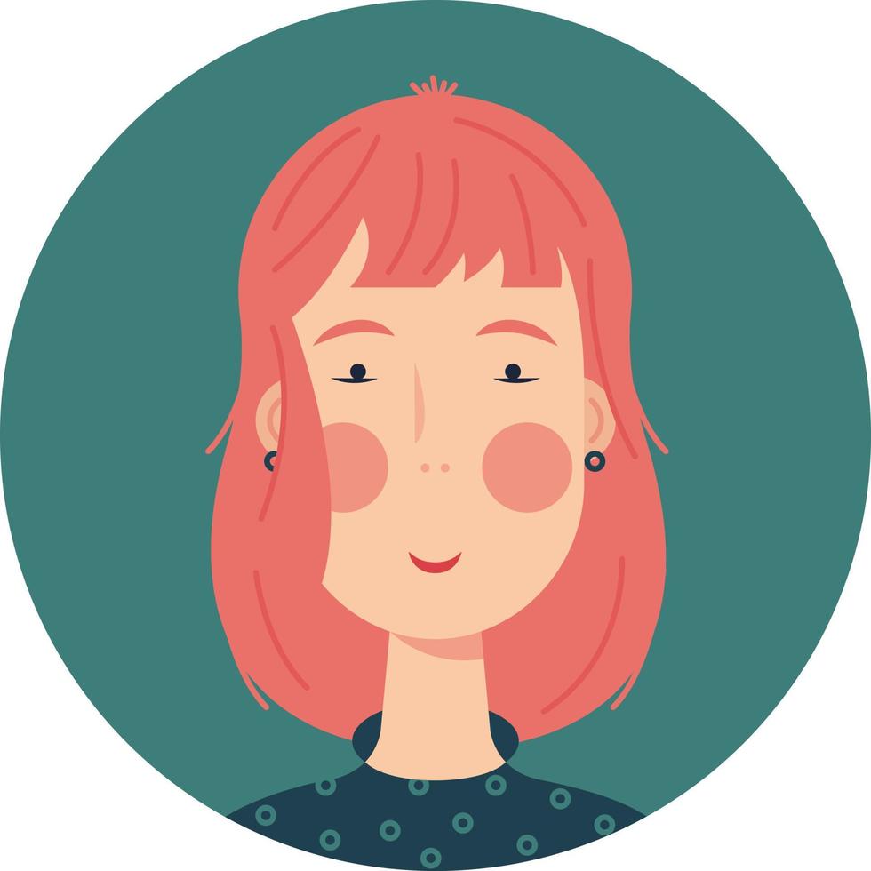 Avatar in social networks for cute red-haired girl. vector