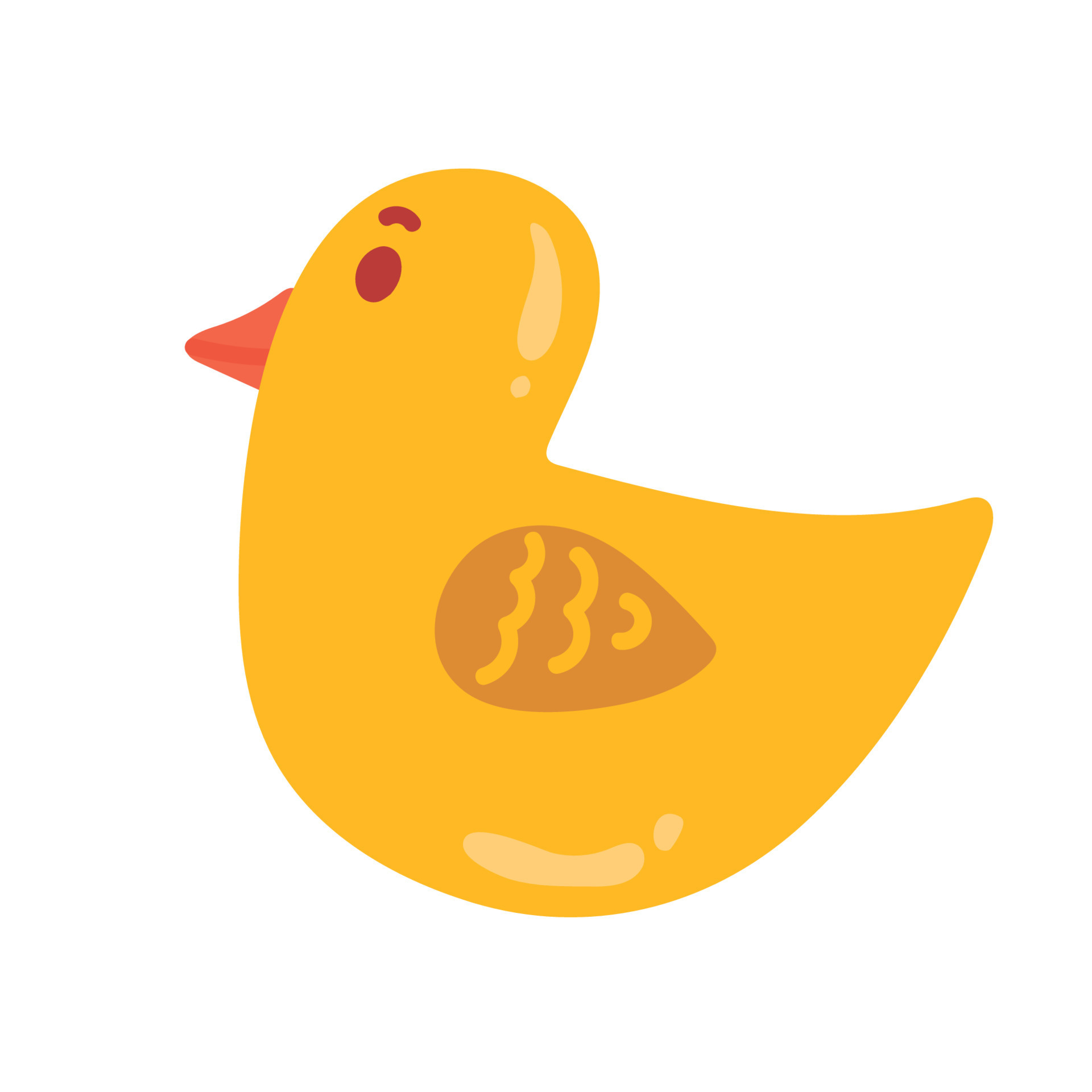 Rubber duck, ducky bath toy flat vector color icon for apps and
