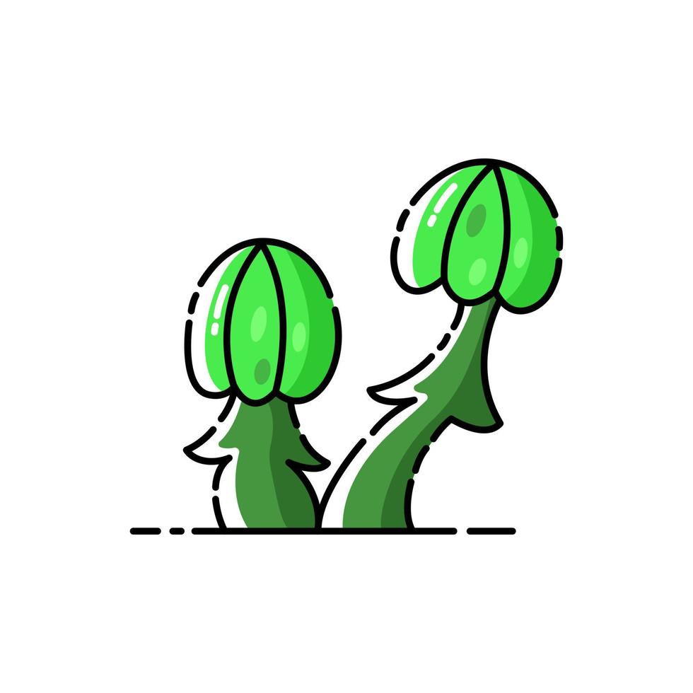 Green mystical poisonous mushrooms on white isolated background. vector