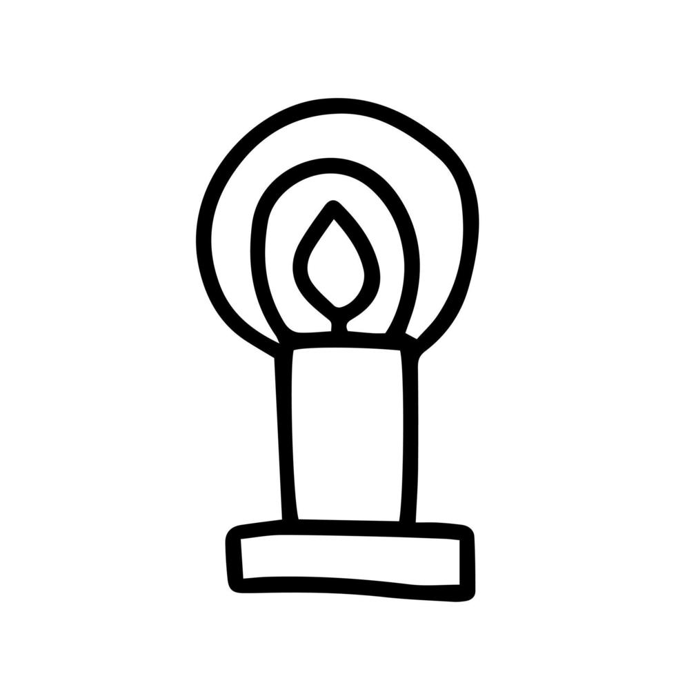 vela de fideos con ilustración de luz. boceto de vela de vector dibujado a mano