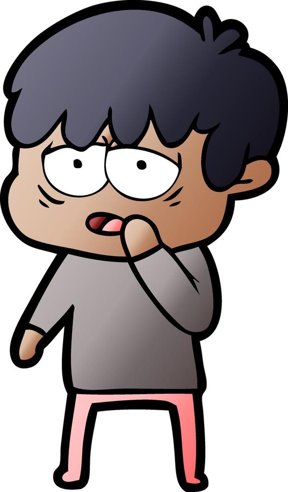 cartoon exhausted boy vector