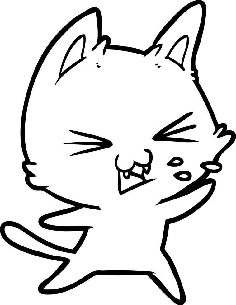 cartoon cat hissing vector