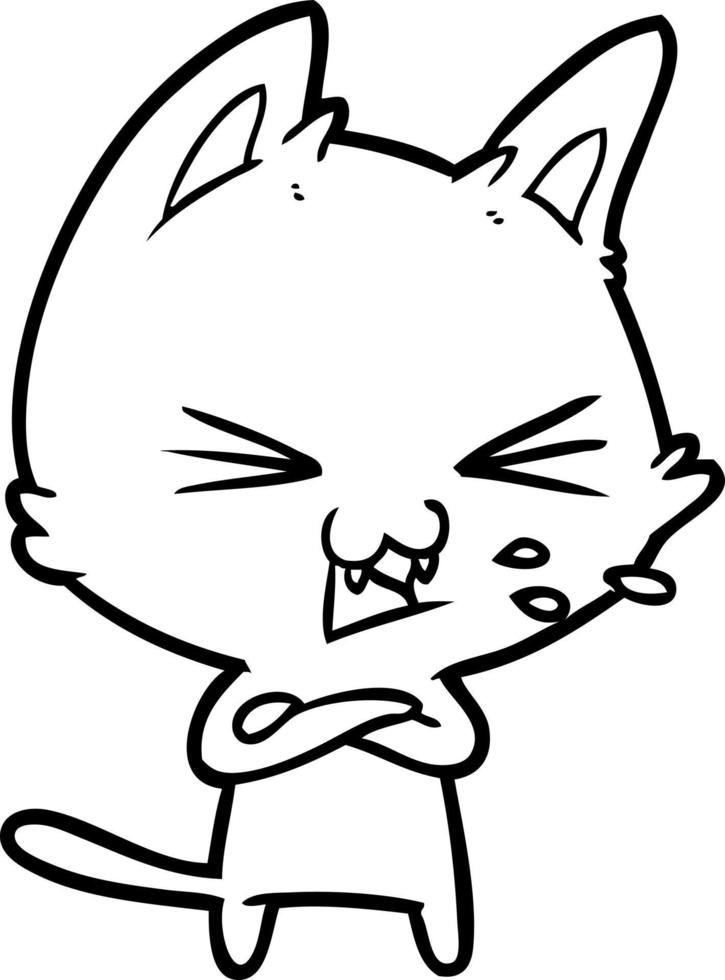 cartoon cat hissing vector
