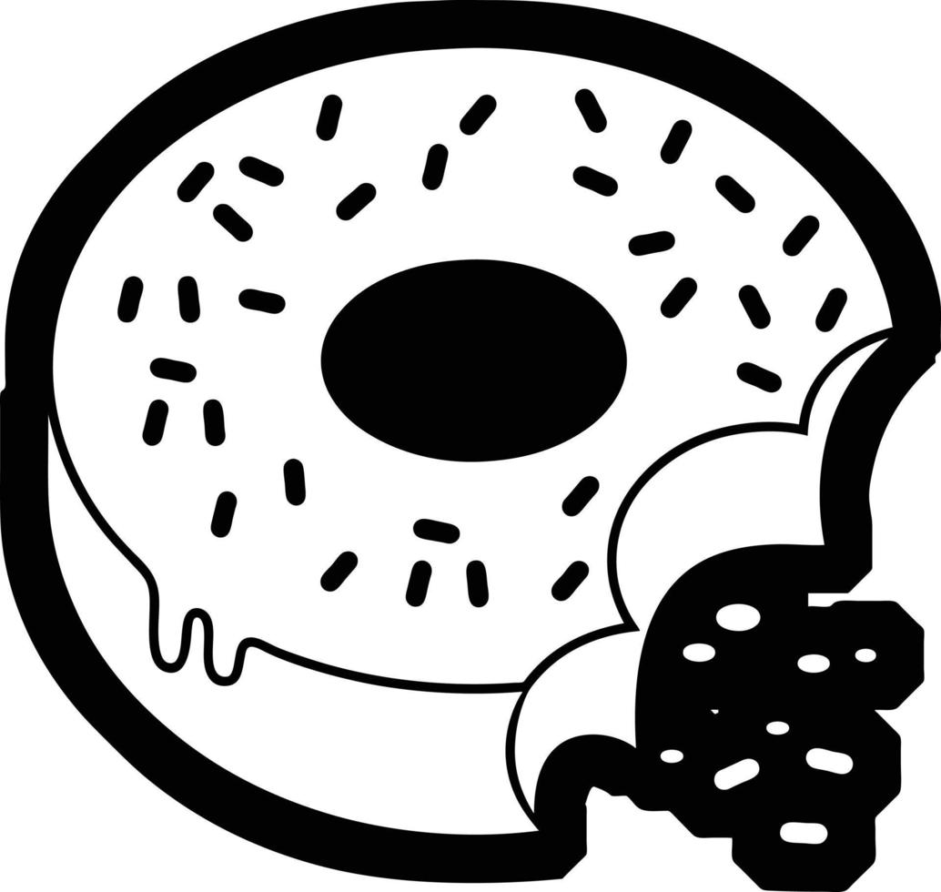 Icono de ilustración de vector gráfico de donut esmerilado mordido