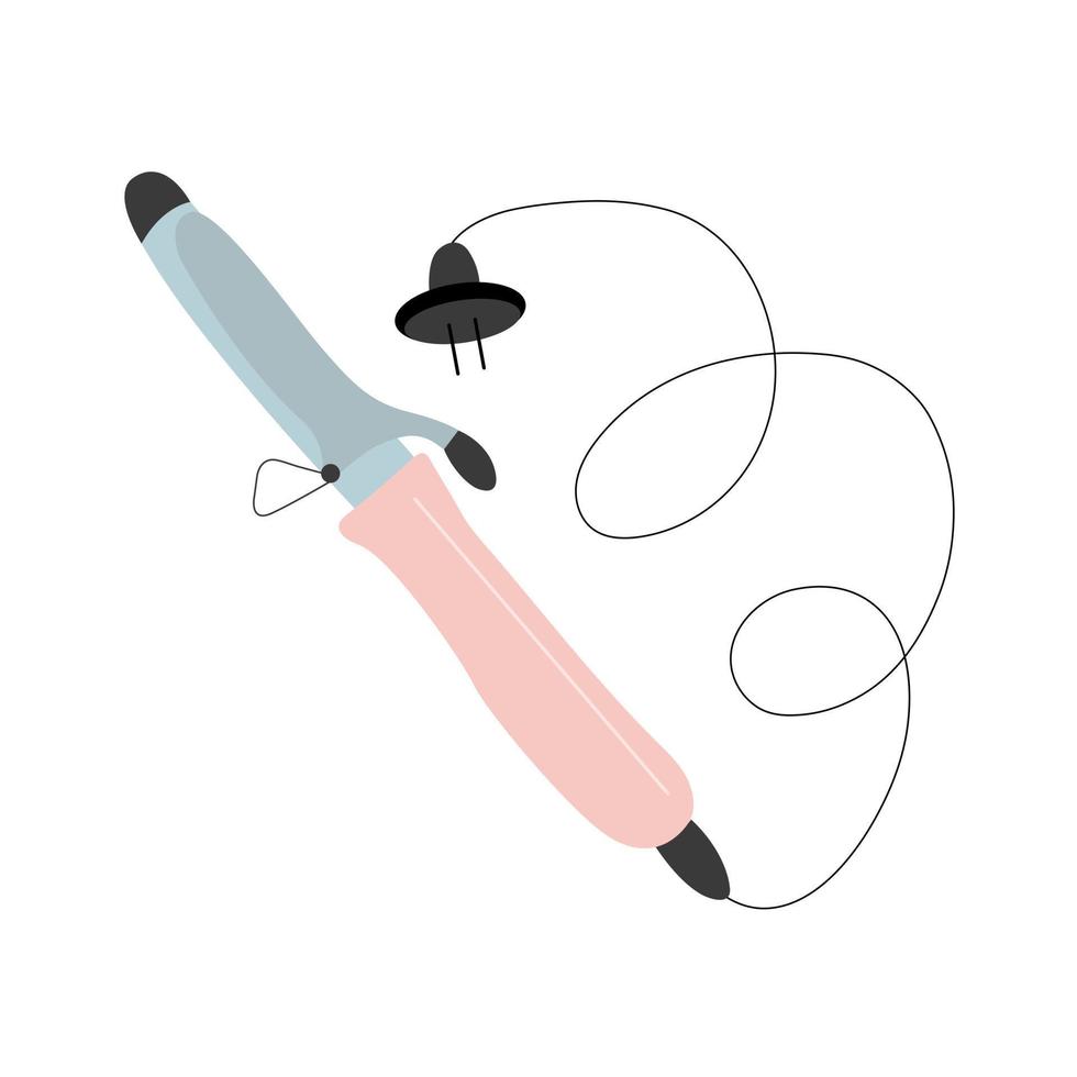 Vector curling iron flat illustration. Flat style curling iron clip art