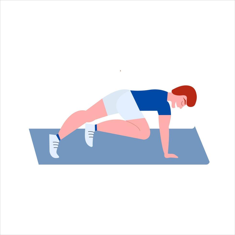 Man doing plank exercise vector illustration. Man doing fitness exercises isolated