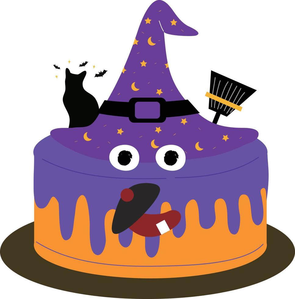 pastelitos de halloween. niños lindos con disfraces de calabaza, gato, vampiro, sombrero de bruja, murciélago, esqueleto y gato negro. vector