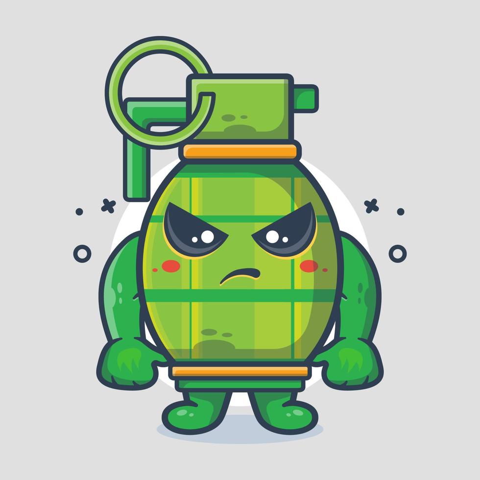 serious grenade weapon character mascot with angry expression isolated cartoon in flat style design vector