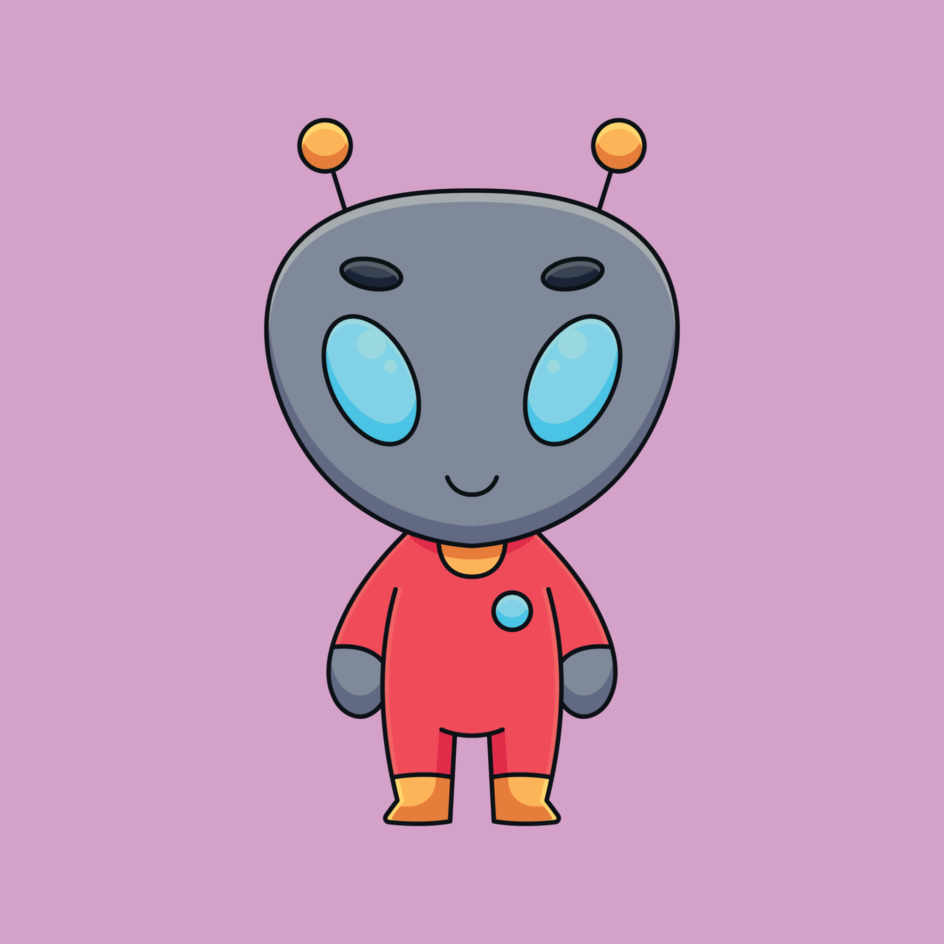 Cute Alien Cartoon Mascot Doodle Art Hand Drawn Concept Vector Kawaii Icon Illustration Vector Art At Vecteezy