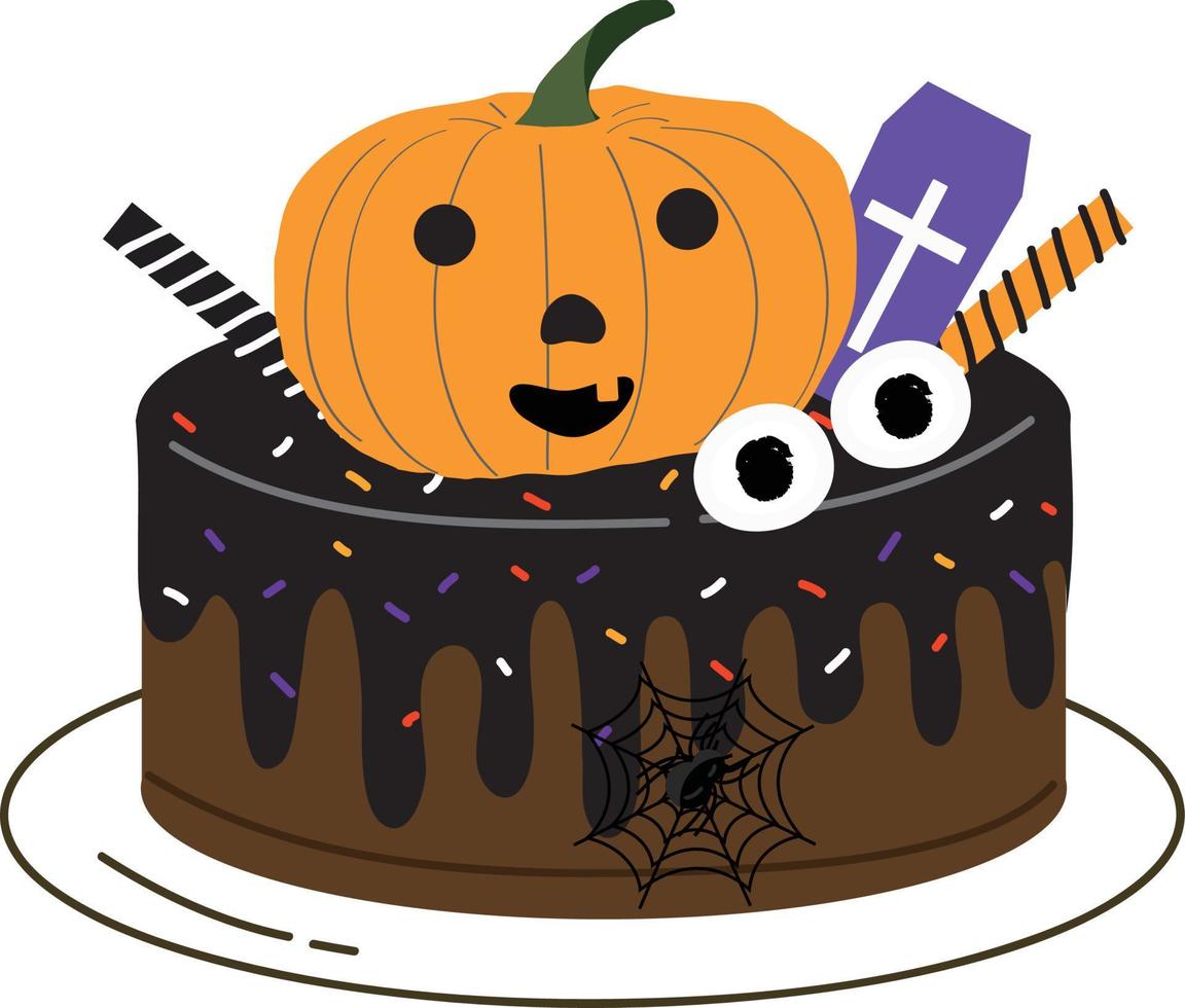 Halloween cupcakes. Cute kids in pumpkin, cat, vampire, witch hat, bat, skeleton and black cat costumes. vector