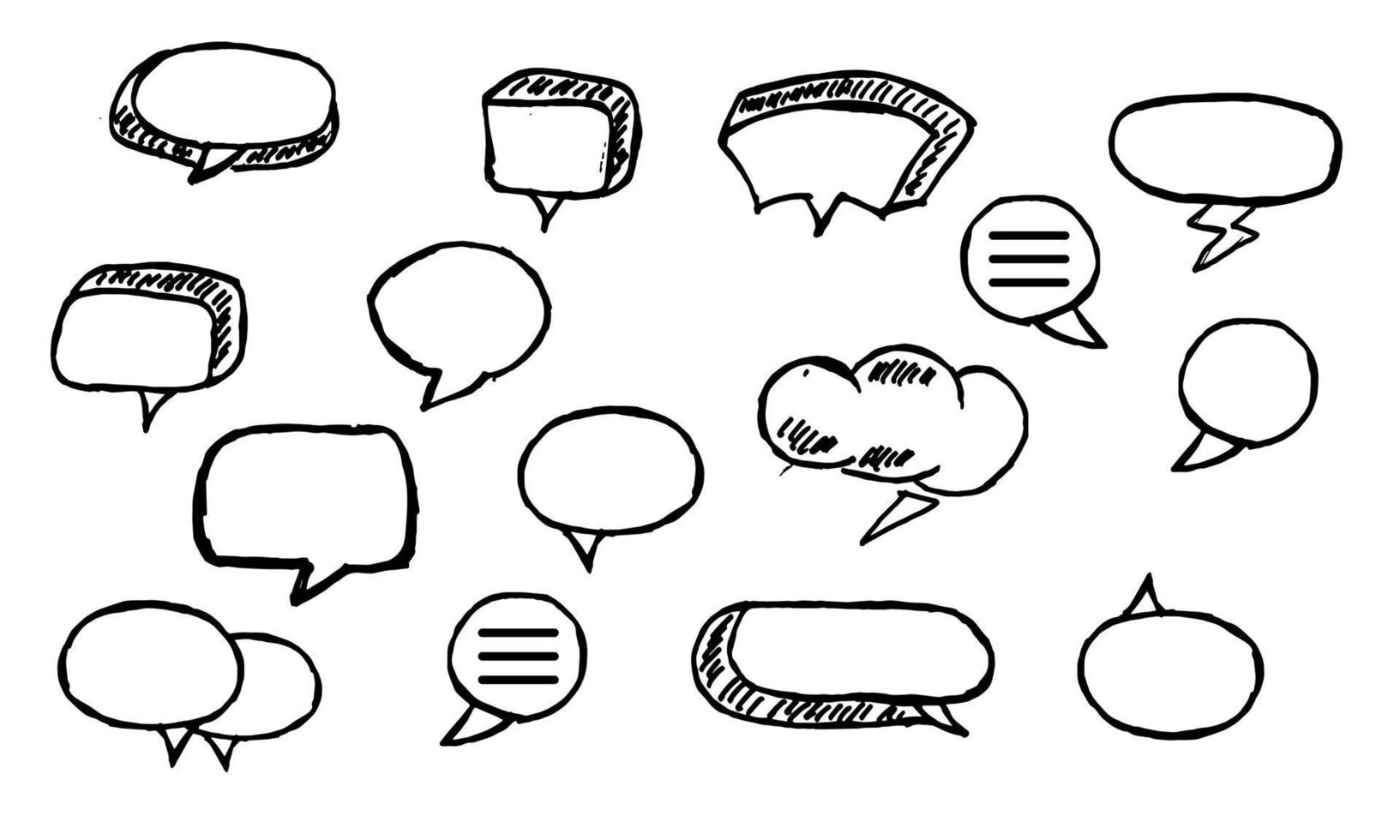 unique black and white set hand drawn speech bubbles vector