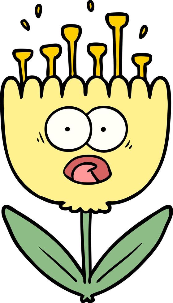 cartoon shocked flower vector