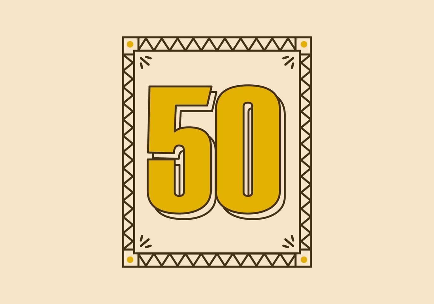 marco de rectángulo vintage con el número 50 en él vector