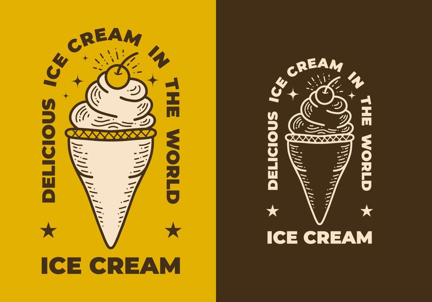 diseño de arte vintage de un helado con cono vector